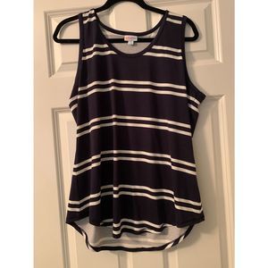 LuLaRoe Woman’s Navy Blue White Stripe Tank size 2xL